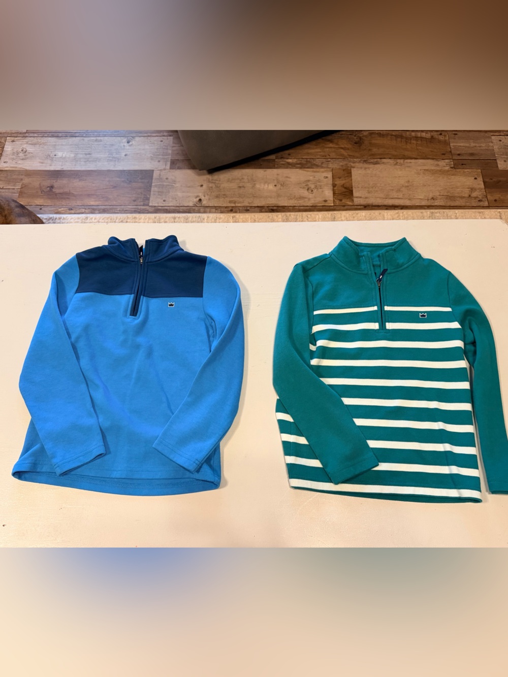 crown & ivy Blue and Teal Half-Zip Sweatshirts